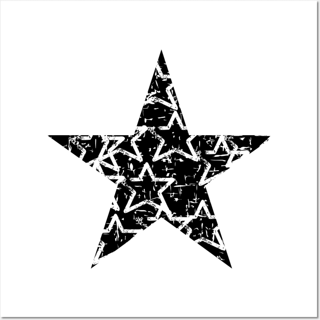 Distressed Black Stars Wall Art by Vooble